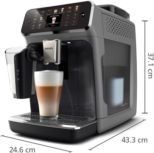 Série 5500 EP5546/70 – 20 Boissons Chaudes et Glacées,Carafe LatteGo facile à nettoyer,SilentBrew,QuickStart,Machine à café à grain Noir/Argent